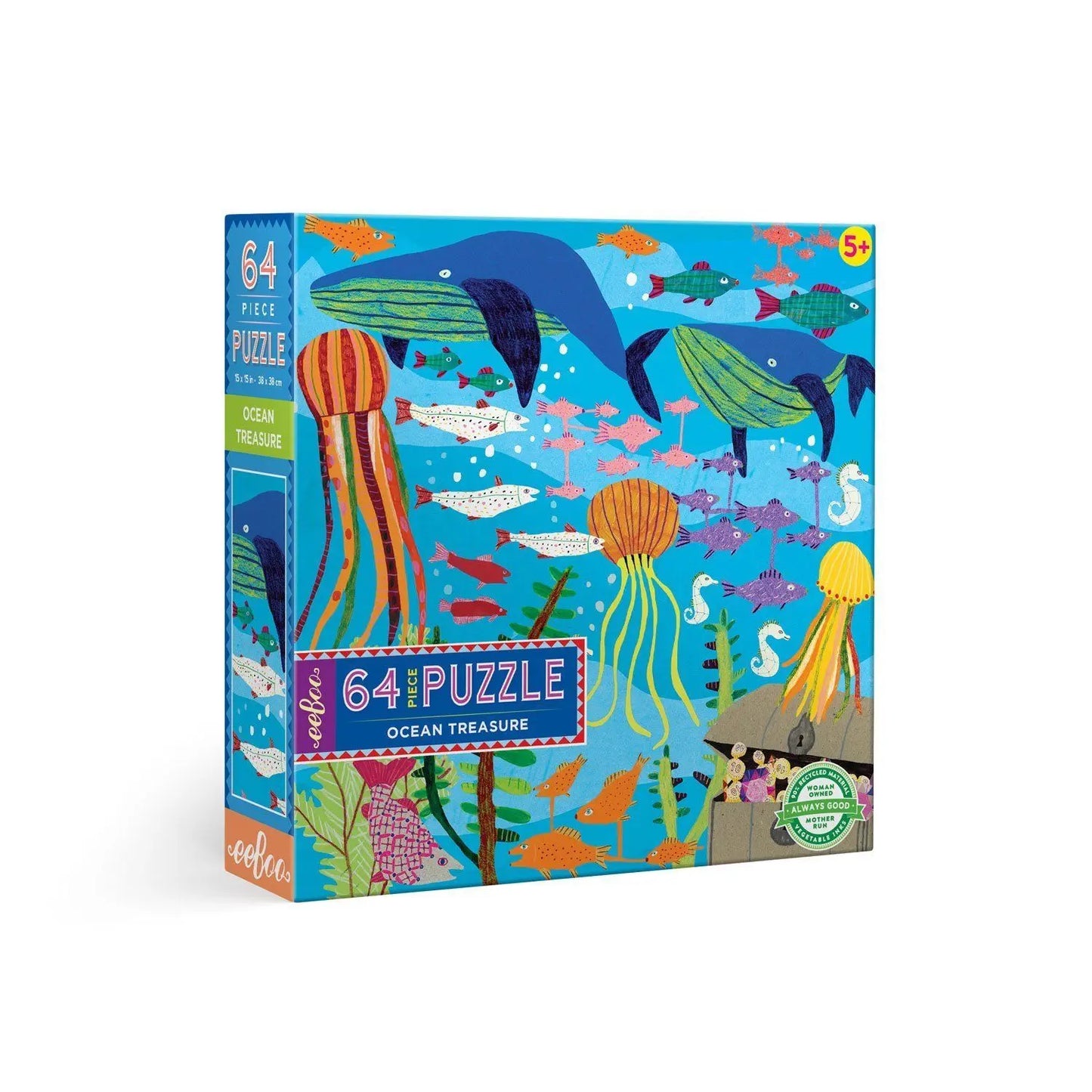 eeBoo Ocean Puzzle: Ocean Treasure 64-Piece Puzzle - Alder & Alouette