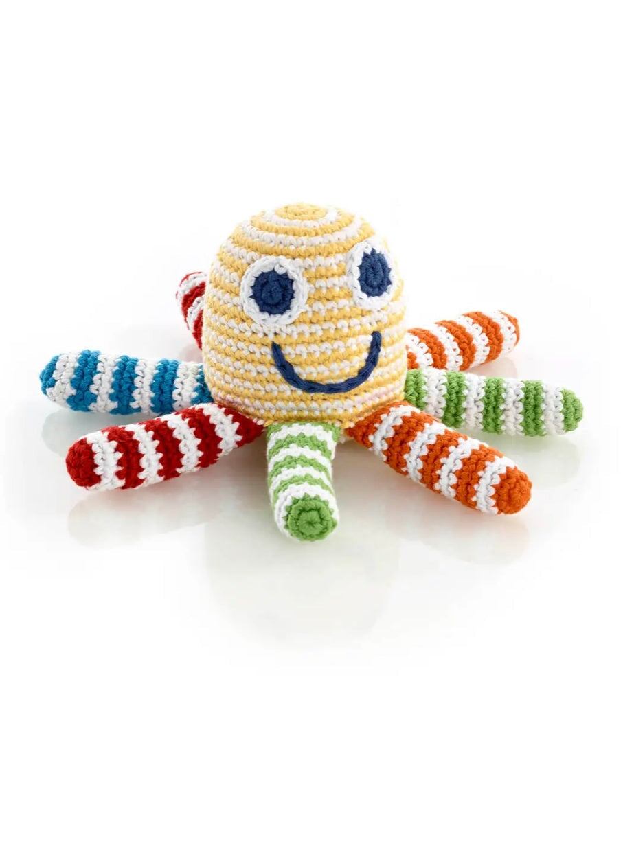 Octopus Toy with Gentle Rattle Sewn Inside - Alder & Alouette