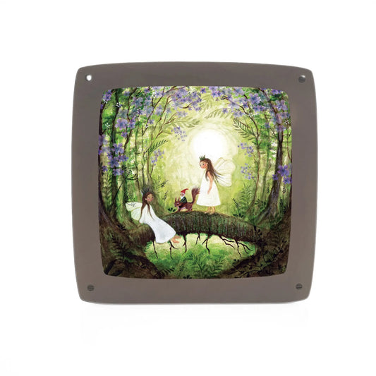 Toverlux lamp plate with fairies in a forest design on a white background