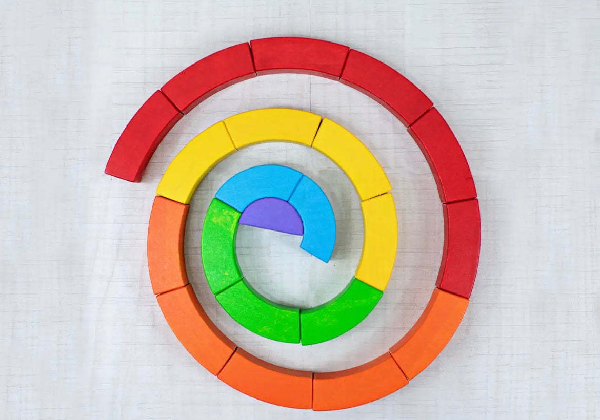 BAJO Wooden Rainbow Blocks: Logic Toy & Open Ended  - Alder & Alouette