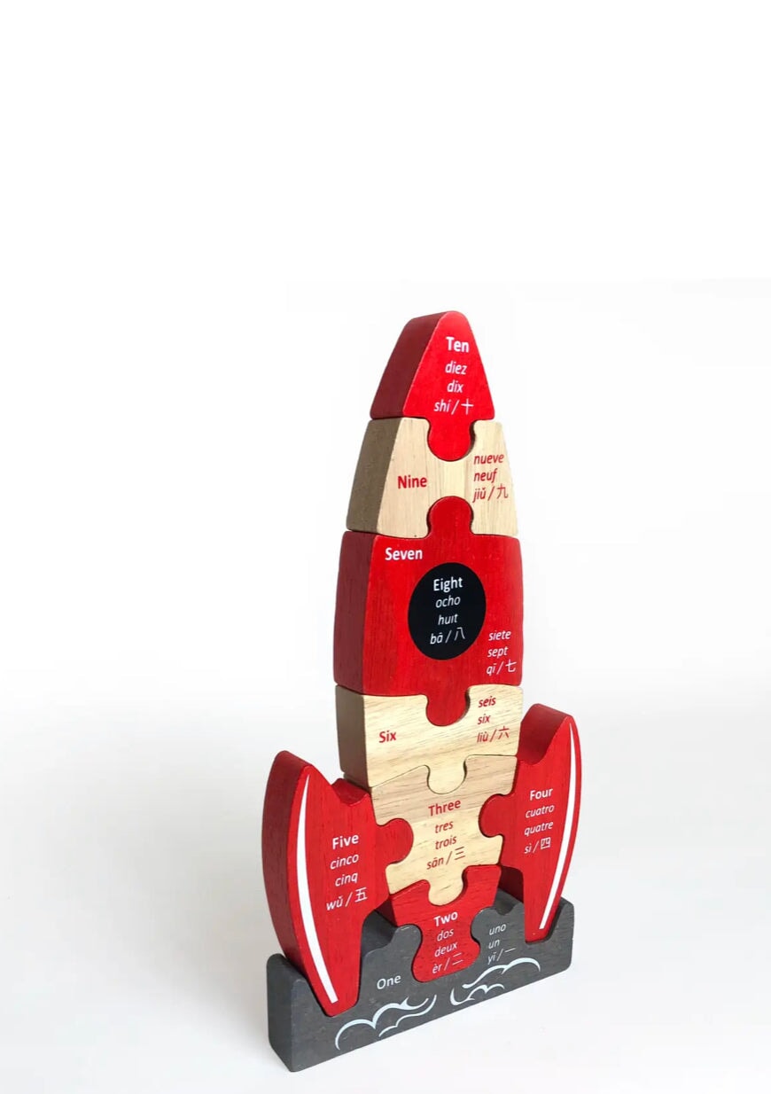 Rocket Puzzle Set by Begin Again, 3-2-1 Blast Off - Alder & Alouette