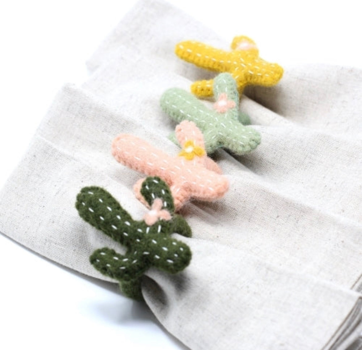 Cactus Napkin Rings for Kids | 100% Wool Felted - Alder & Alouette