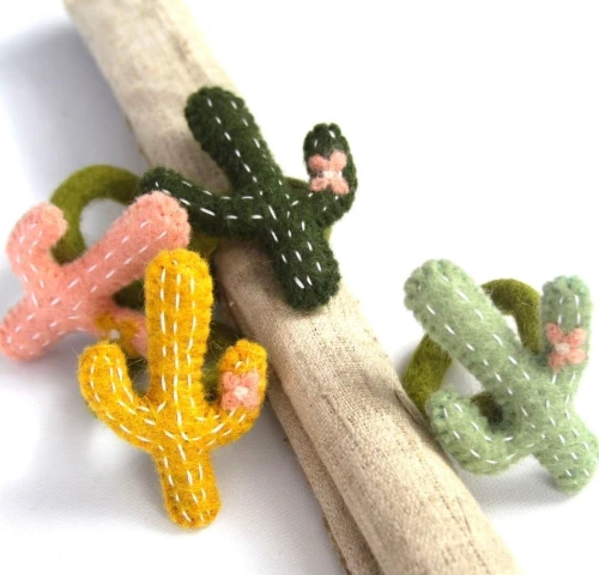 Cactus Napkin Rings for Kids | 100% Wool Felted - Alder & Alouette