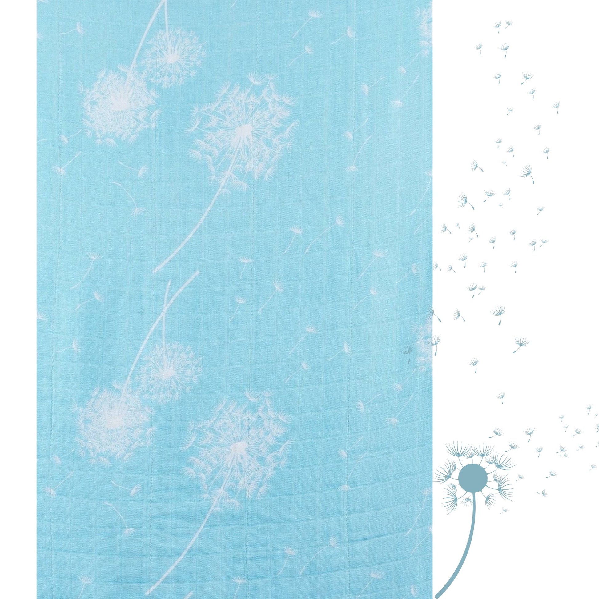 Cotton Muslin Turquoise Crib Sheet with Dandelions - Alder & Alouette
