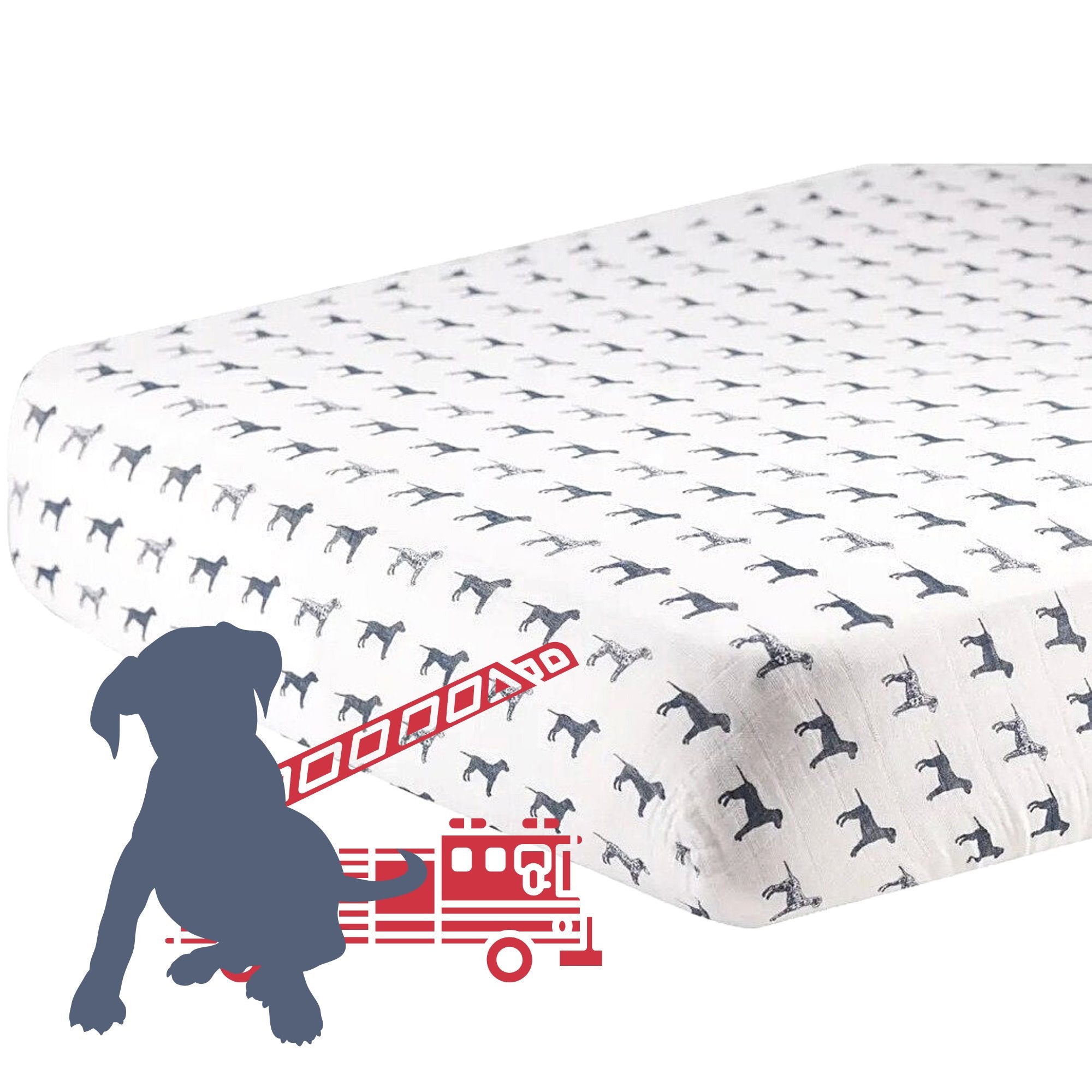 Dog print crib store sheets