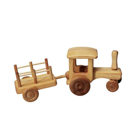 Debresk Wooden Toy Tractor w/ Trailer | Wooden Toys - Alder & Alouette