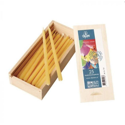 Dipam Beeswax Birthday Candles, Wooden Box - Alder & Alouette