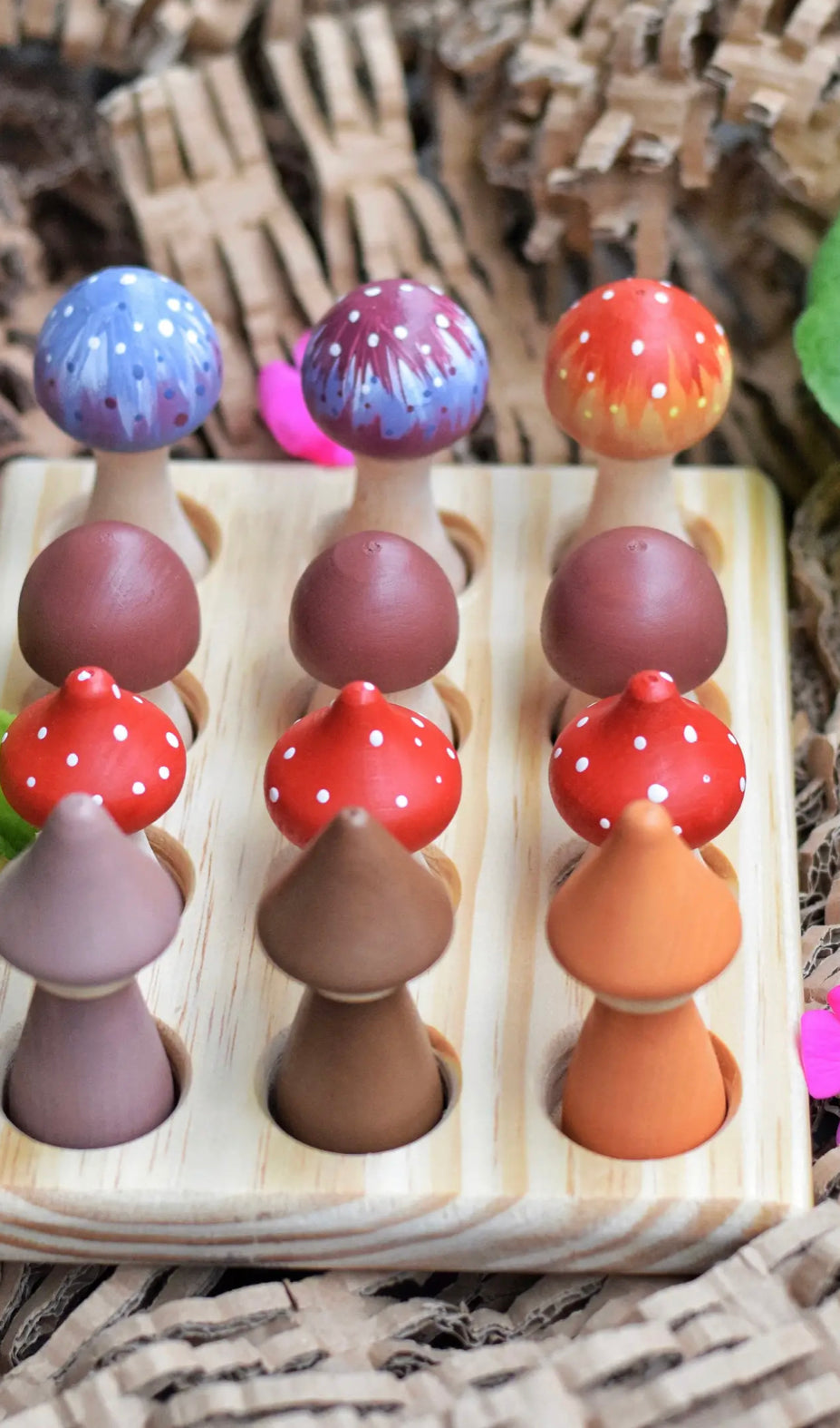 Gnomes and Mushrooms Nesting Set | Make Believe Play | Wooden Toy - Alder & Alouette