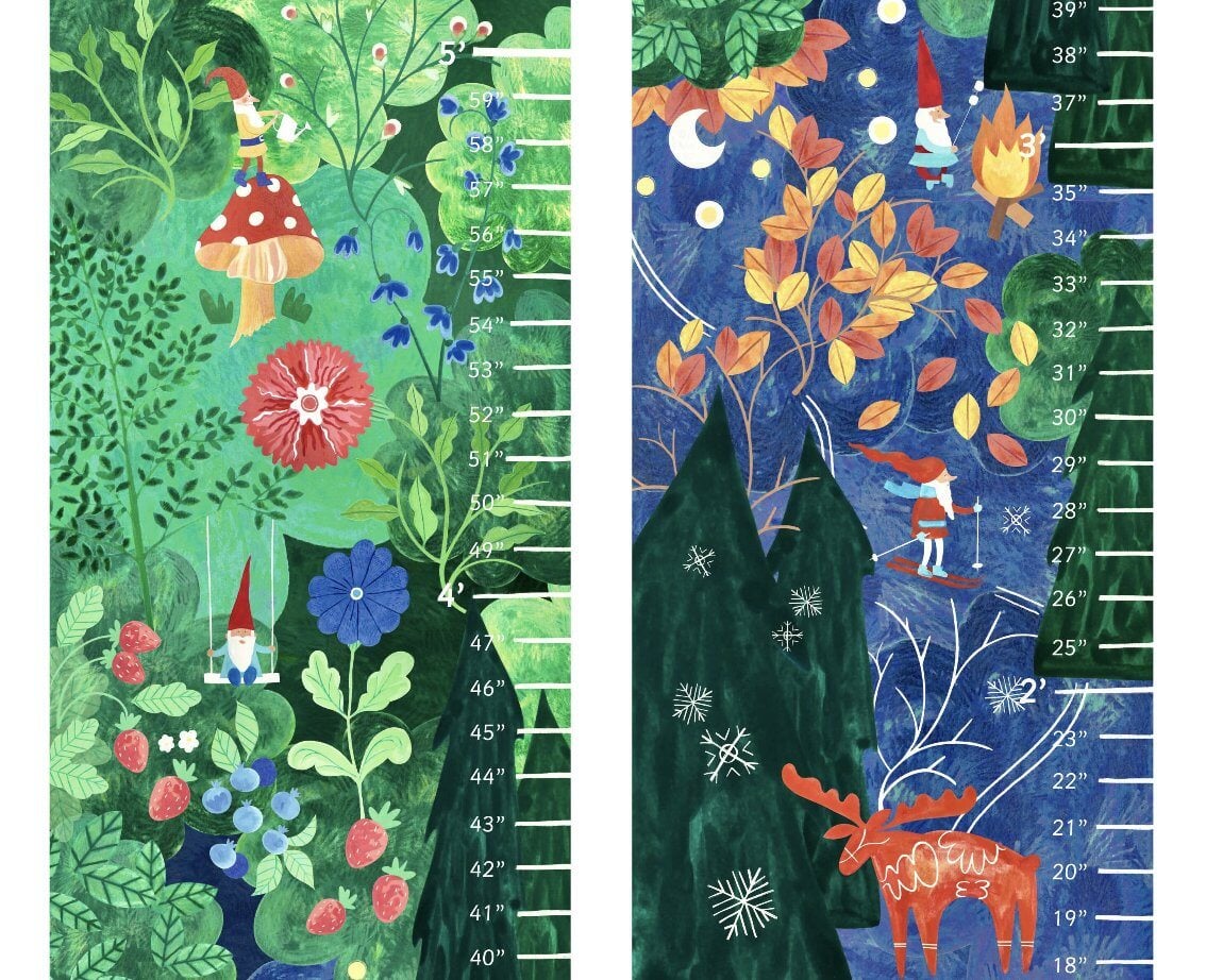 Growth Chart, Woodland Gnomes, Scandinavian Style - Alder & Alouette