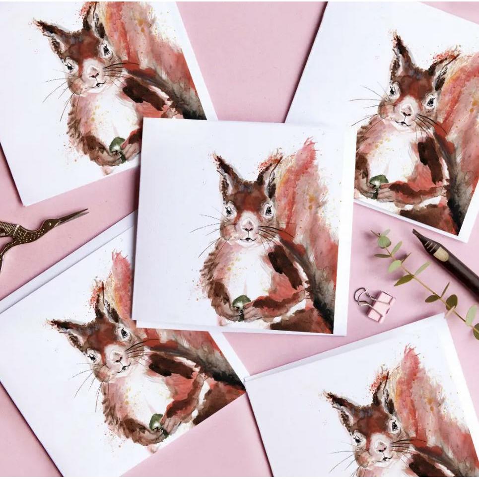 Kate Moby's Inky Squirrel Blank Greeting Card | Autumn Card - Alder & Alouette