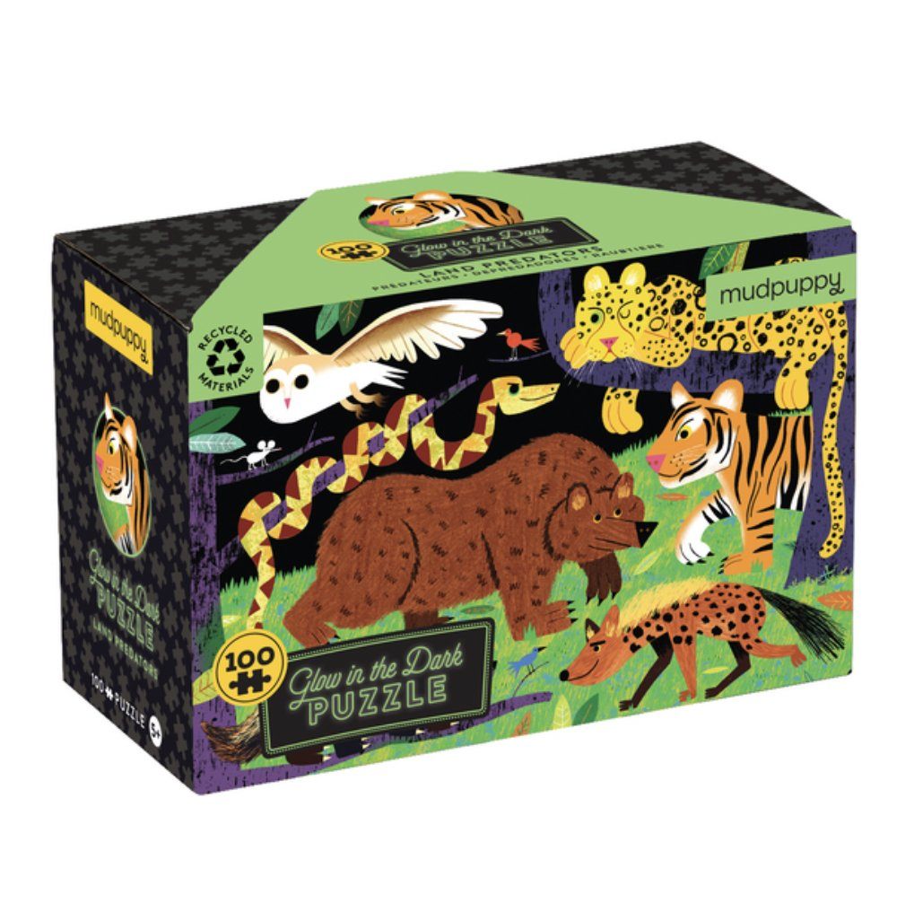 Land Predators Glow in the Dark Kids Puzzle - Alder & Alouette