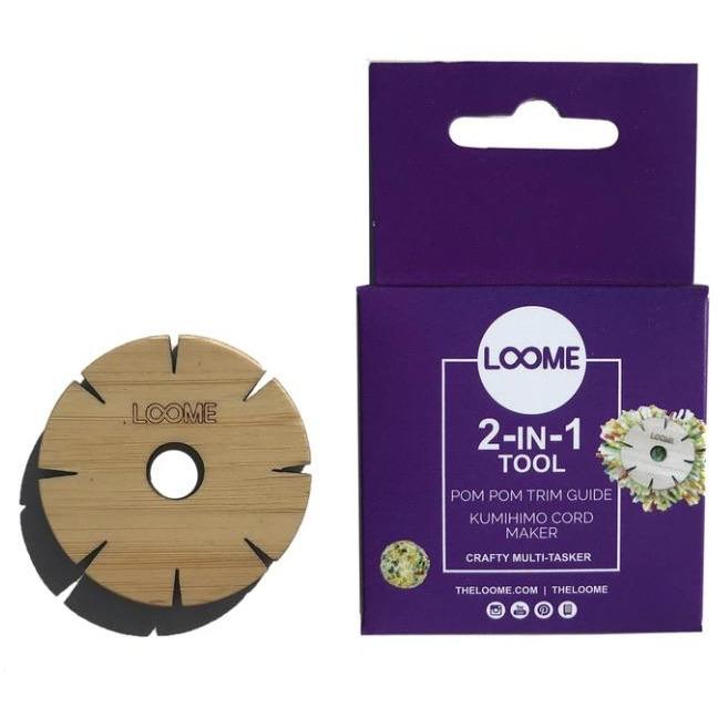 Loome 2-in-1 Tool, Poplar & Bamboo, Pom Pom Trim Guide & Kumihimo Cord Maker