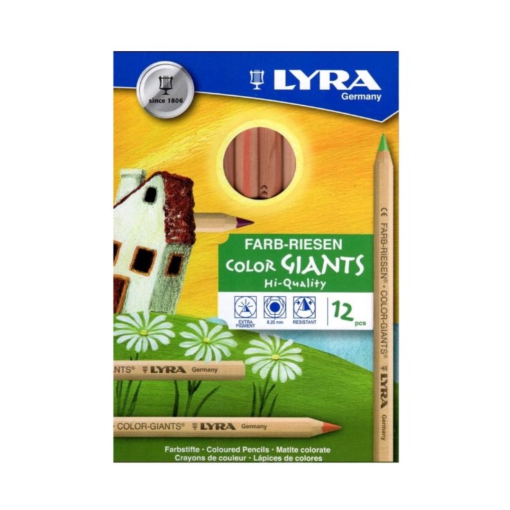 Lyra Color Giants, 12 Count, Unlacquered Colored Pencils, Box - Alder & Alouette