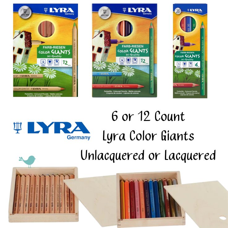 Lyra Color Giants, 6 or 12 Count, Lacquered or Unlacquered Colored Pencils - Alder & Alouette
