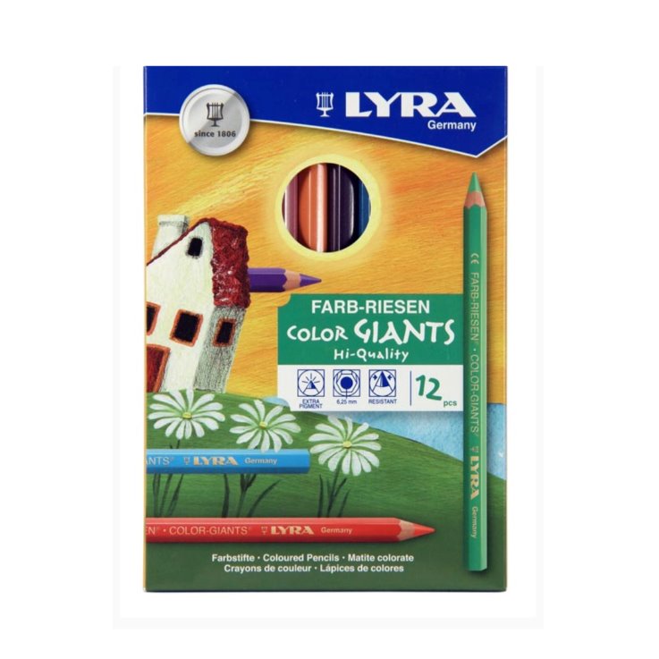 Lyra Color Giants, 12 Count, Lacquered Colored Pencils, Box - Alder & Alouette