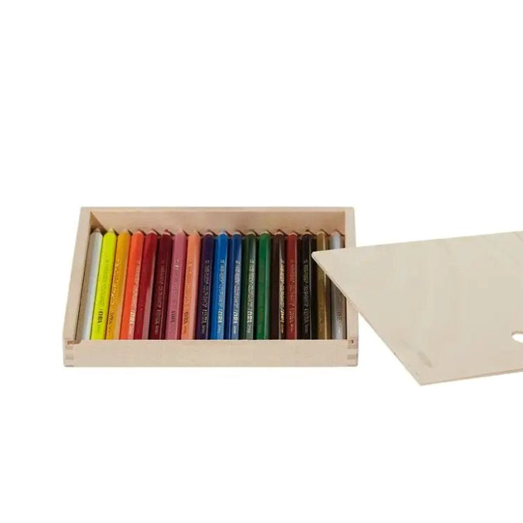 Lyra Colored Pencils, 18 count, Lacquered Color Giants Wooden Box- Alder & Alouette
