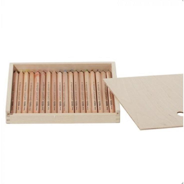 Lyra Colored Pencils, 18 count, Unlacquered Color Giants, Wooden Box - Alder & Alouette