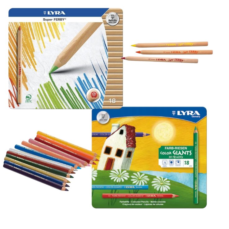 Lyra 18 Colored Pencils Super Ferby or Color Giants - Alder & Alouette