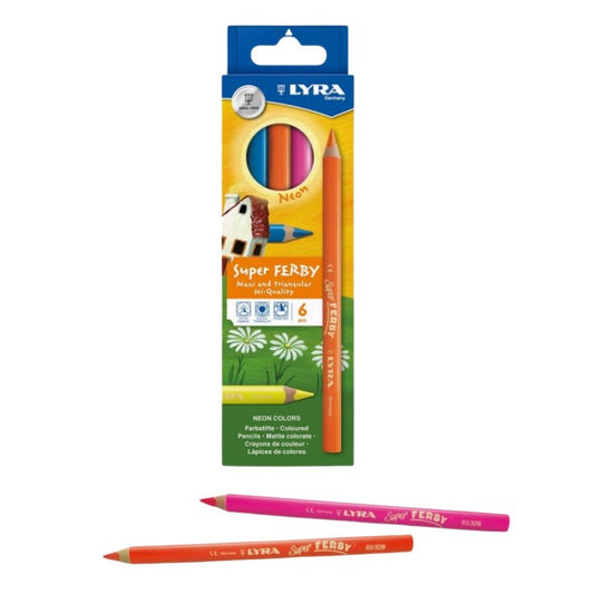 Lyra Super Ferby Triangular Pencils - 6 assorted neon colors Colored Pencils - Alder & Alouette