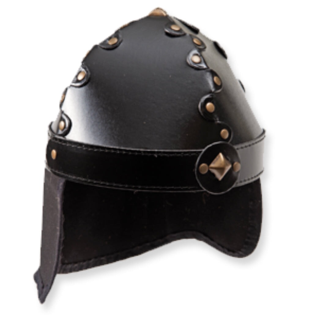 Medieval Knight’s Helmet with Leather Trim Knights Helmet - Alder & Alouette