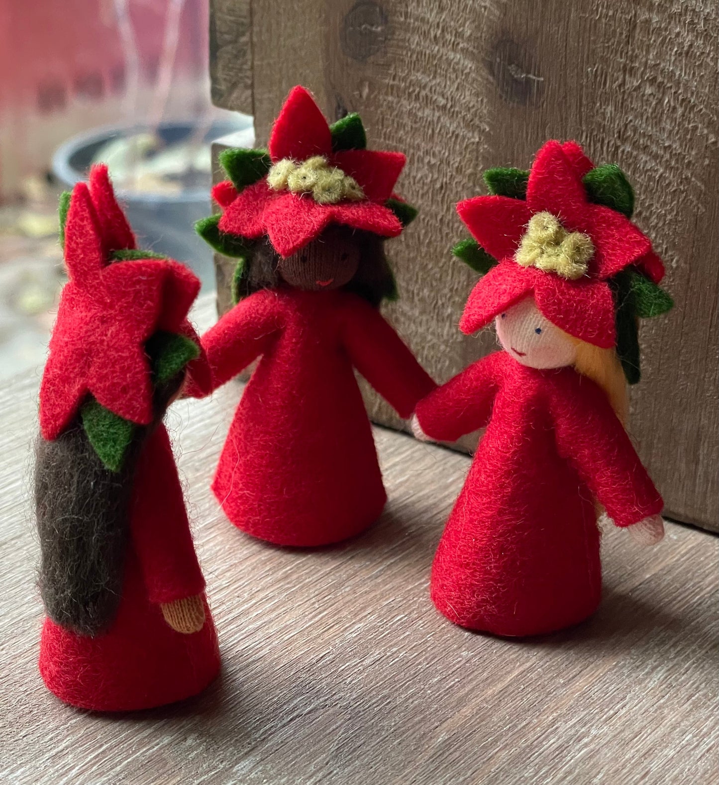 Poinsettia Flower Fairy Dolls - Alder & Alouette