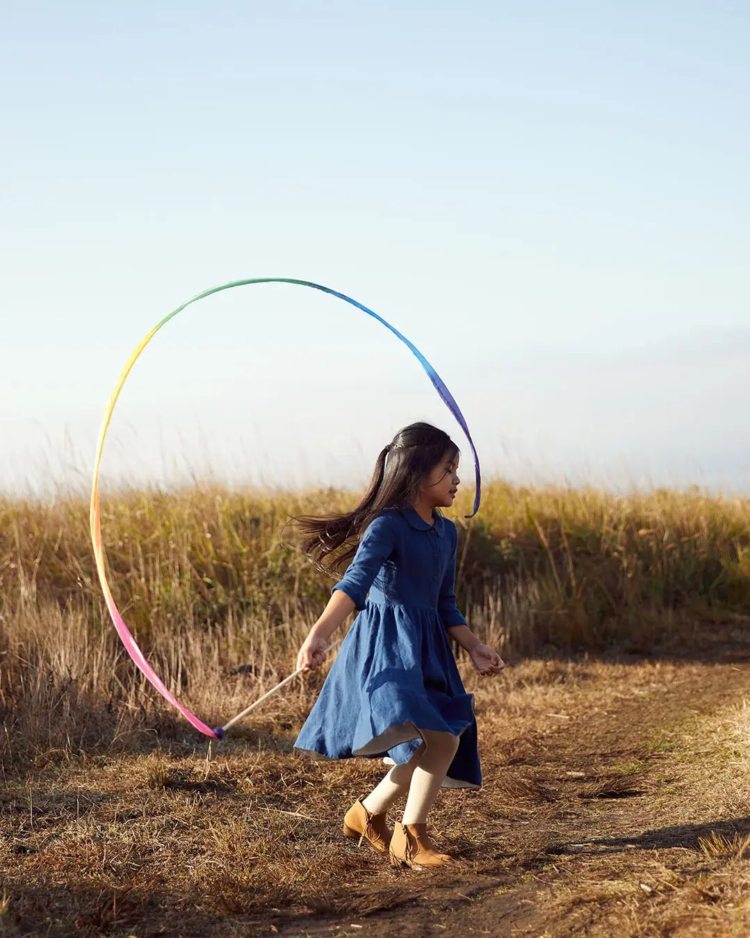 Silk Rainbow Streamer Wand by Sarah’s Silks Pretend Play - Alder & Alouette