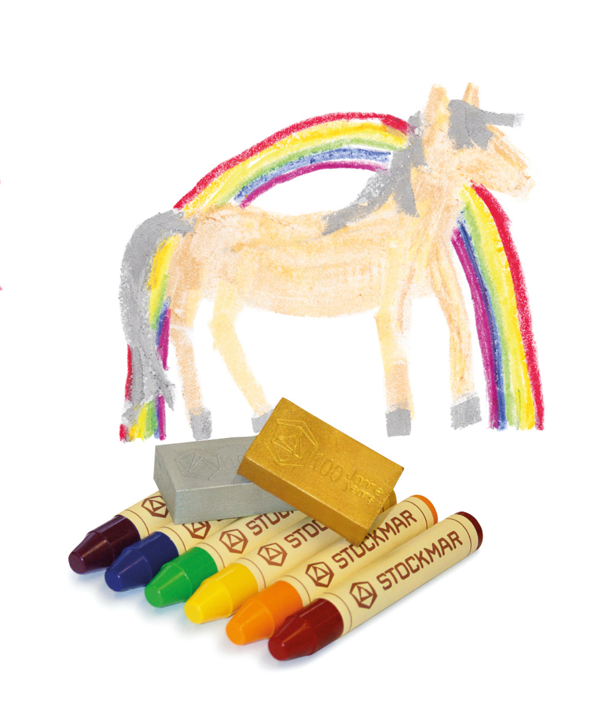 Stockmar Rainbow Edition Stick and Block Crayons - 8 Assorted Wax Crayons - Alder & Alouette