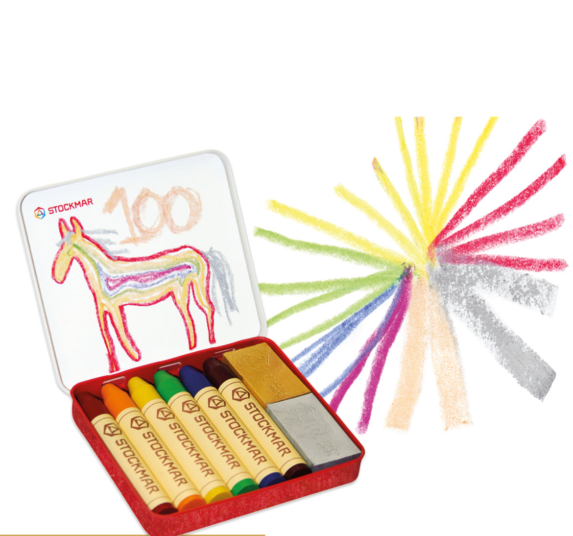 Stockmar Rainbow Edition Stick and Block Crayons - 8 Assorted Wax Crayons - Alder & Alouette