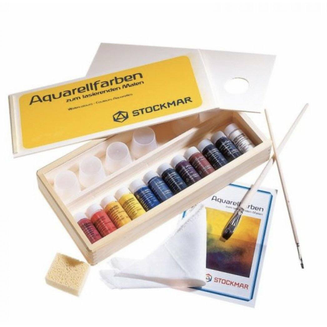 Stockmar Watercolor Paint 20 ml in Wooden Box w/ Accessories - 12 Assorted Arts and Crafts Stockmar | Alder & Alouette