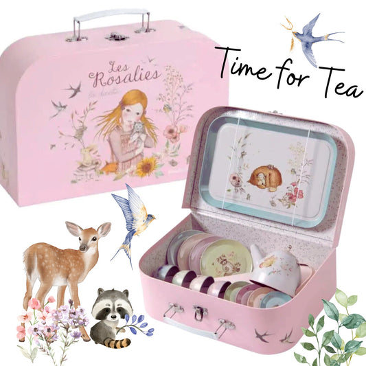 Fine Metal Tea Set in Suitcase by Moulin Roty - Alder & Alouette