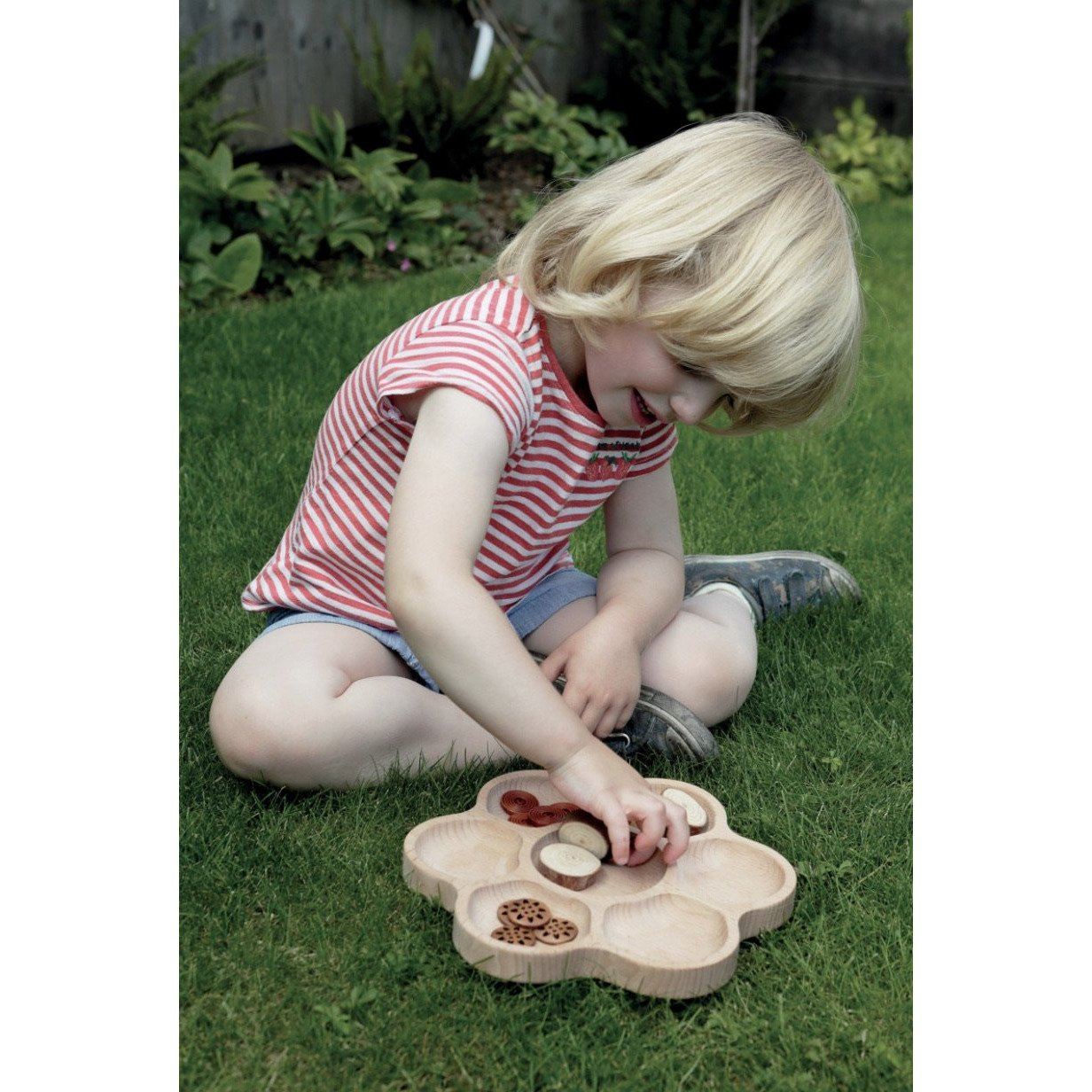 Wooden Flower Sorting Tray Wood Toys Yellow Door | Alder & Alouette