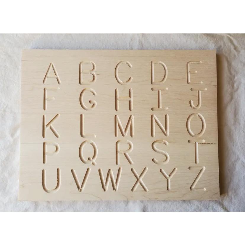 Wooden Alphabet Tracing Board with Upper Case and Numbers