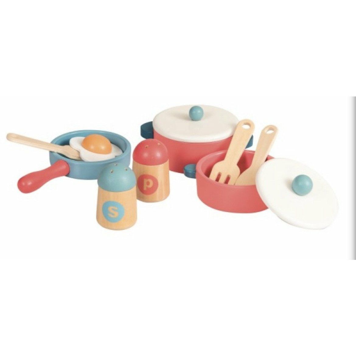Wooden Pan Set for Pretend Play Kitchen