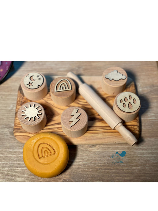 Wooden Stamps for Sensory Materials - Weather Wooden Stamps - Alder & Alouette