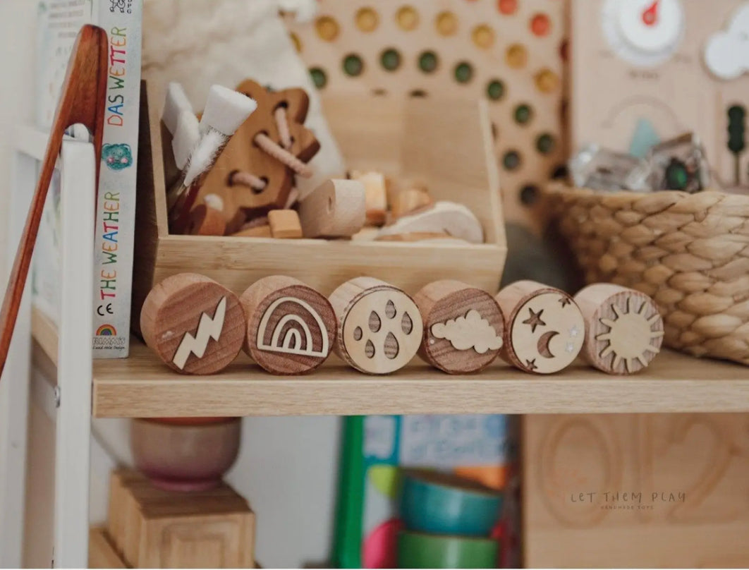Wooden Kids Stamps for Sensory Materials | Weather Stamps - Alder & Alouette