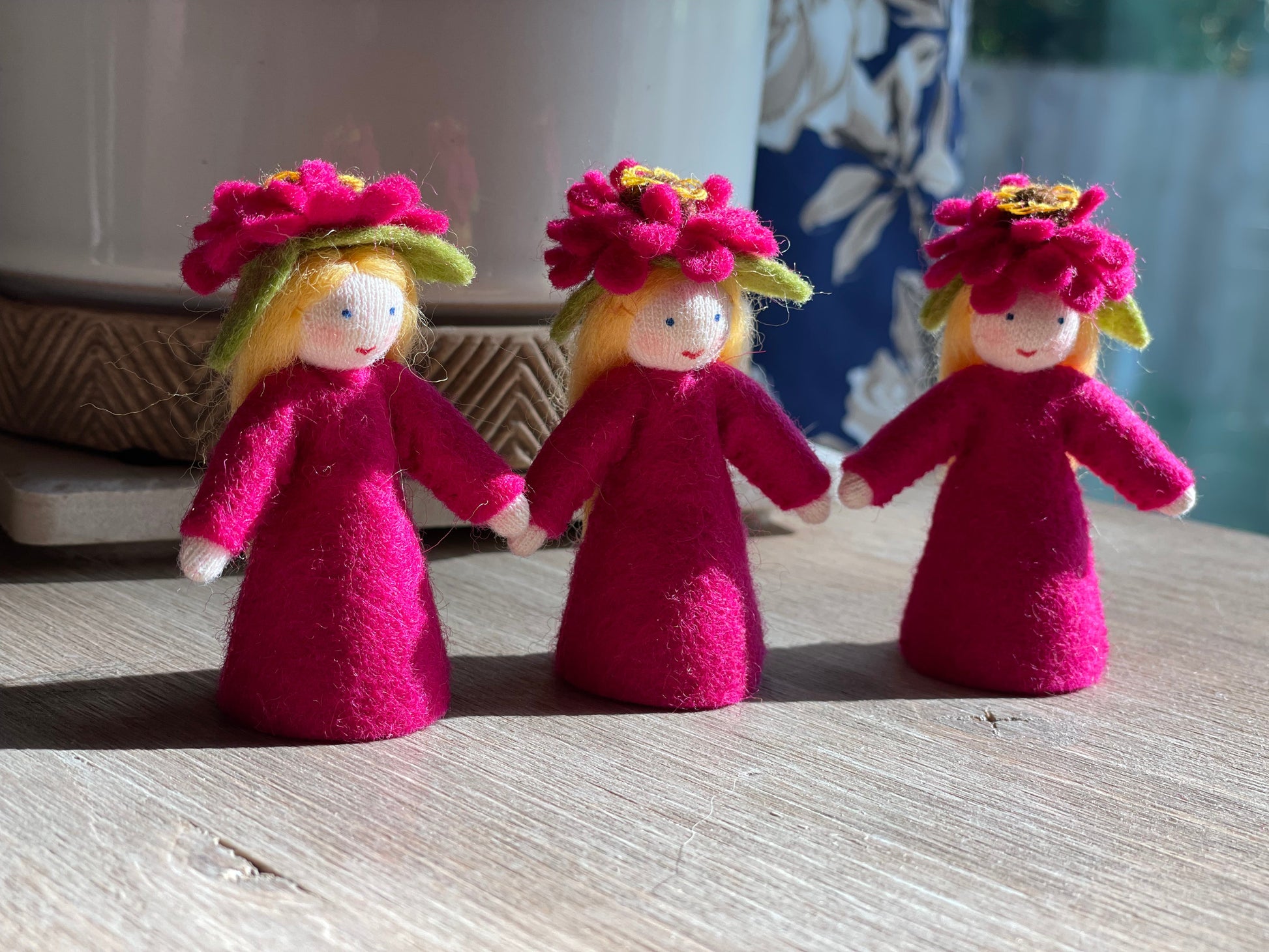 Zinnia Flower Fairy Felt Dolls