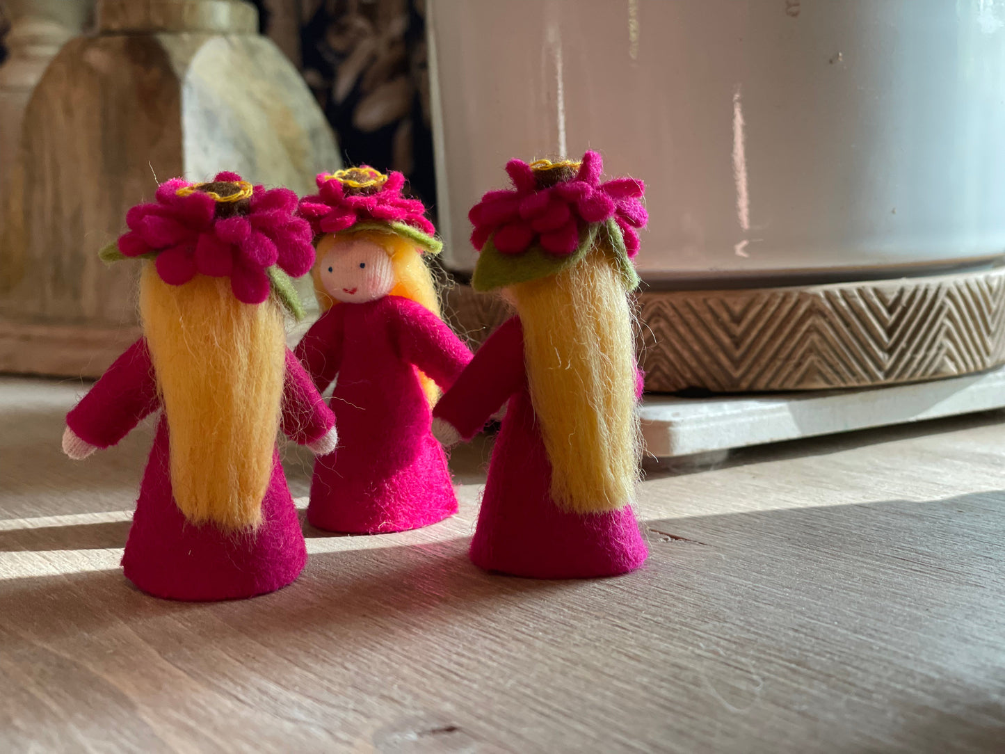 Zinnia Flower Fairy Felt Dolls - Alder & Alouette